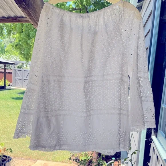 Lauren Ralph Lauren White Cotton Sleeve Peasant Blouse Size Large EUC like new - Picture 3 of 12